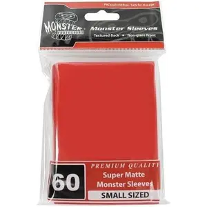 Monster Protector Sleeves - Smaller Size Super Matte - RED (Compatible with Yugioh & Other Smaller Sized Gaming Cards)