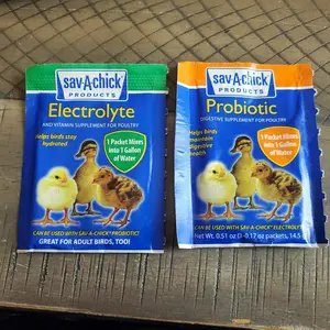 Sav-A-Chick Probiotic Supplement for Poultry 0.17oz &  Electrolyte & Vitamin Supplement for Poultry 0.25 oz Mixes into 1 Gallon of Water Chickens Ducks Turkeys labeled  date of manufacture, not the expiration date good for 24 months post manufacture date