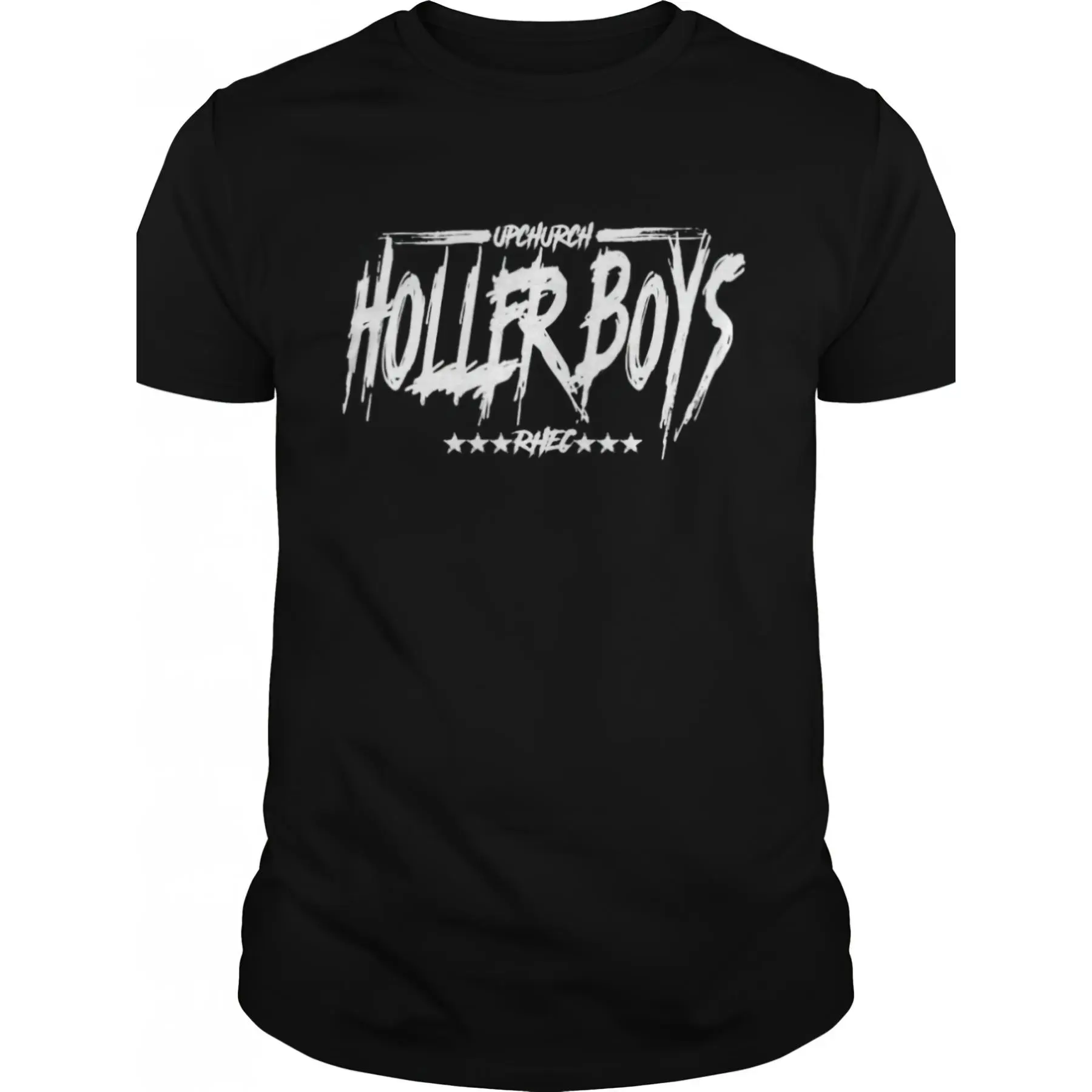 Men's Black Upchurch Holler Boys Graphic T-Shirt - Distressed 'Holler Boys' & 'Hail Mary' Print, Classic Regular Statement Tee, Soft Fabric, Printed Top, Fashion Enthusiasts