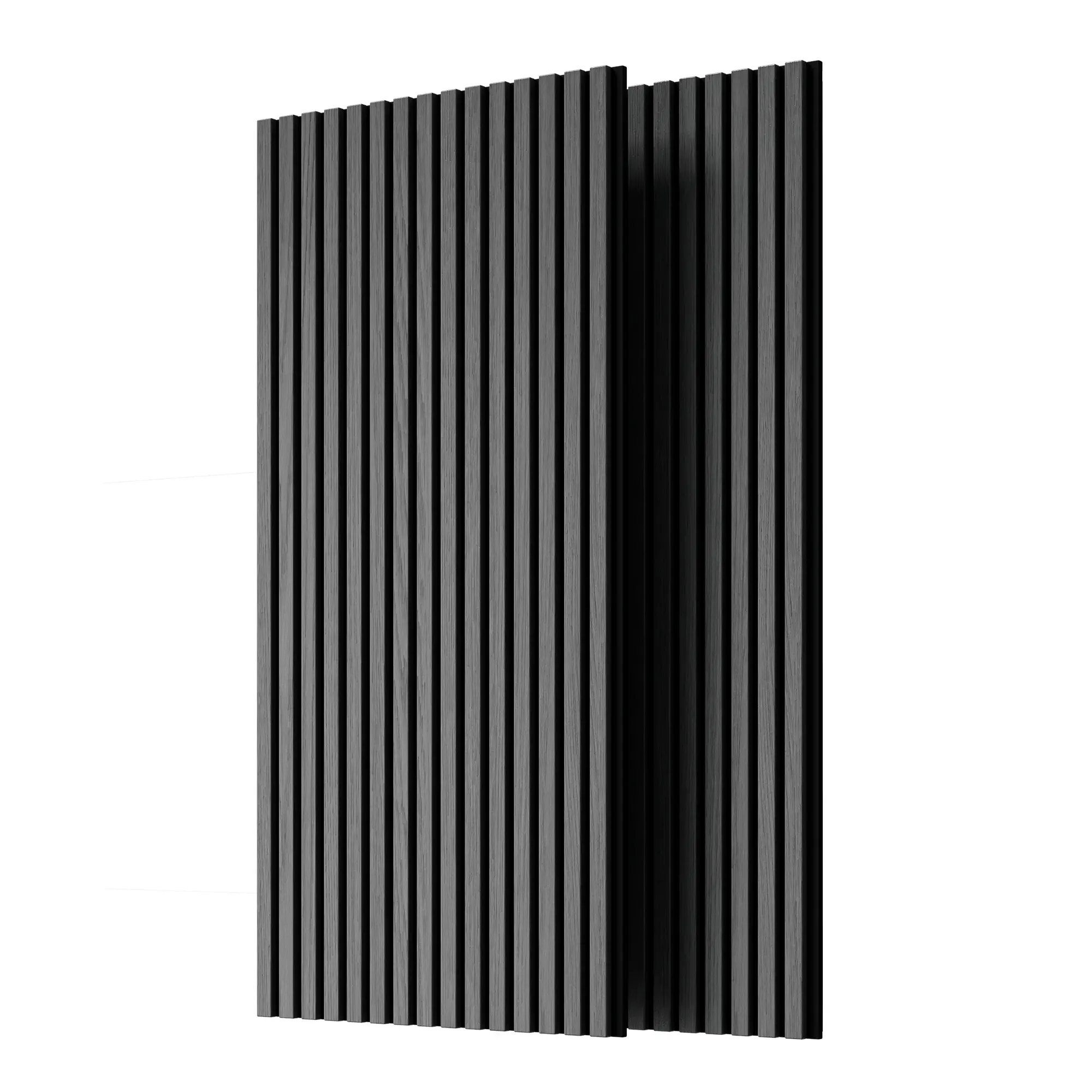 Fluted Slats MDF Poly Acoustic Panels - 2 Fully Wrapped 3D Sound Absorbent Panels, 45.27" x 23.62" Gray, for Indoor Recreation Wall/Ceiling Installation