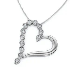 Diamond Heart Pendant Gold Necklace Lab Grown 18"