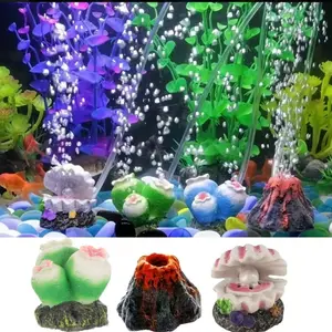 3-Piece Aquarium Decor Set, Includes Air Stone, Volcano Design for Oxygen Boost, Healthy Habitat for All Fish Tanks, No Hose Included