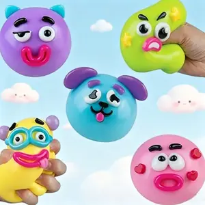 NEW Smushers Squishy Squeeze Play Relievers Ball Animal Toy for Adults & Kids, Cute Dog Face Swap Fidget Toy Stress Relief Soft Ball Decorations.