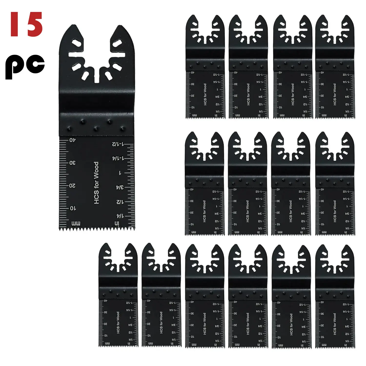 15Pcs Multi Function Oscillating Saw Blade Set Universal Multitool Blades High Carbon Steel Cutter Blades for Wood Plastic and Soft Metal Cutting Compatible with Dremel Milwaukee and Most Oscillating Tools for Home DIY and Repair Projects