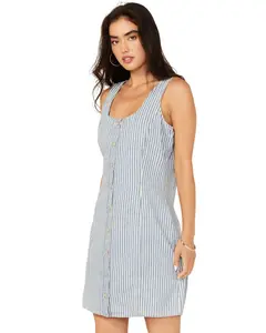 Wrangler Women's Retro Striped Print Sleeveless Button-Down Mini Dress - 112361214