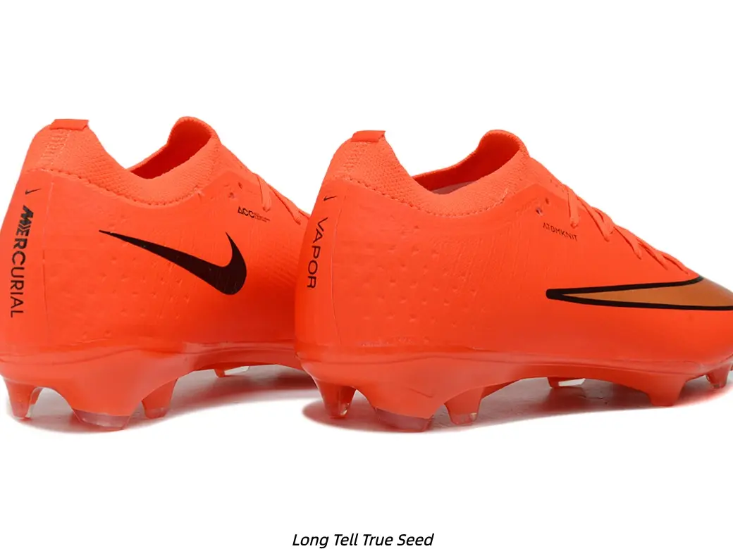Vibrant Orange Soccer Cleats with Gold Swoosh - Lightweight FG Boots for Men & Youth, Natural Grass Ready