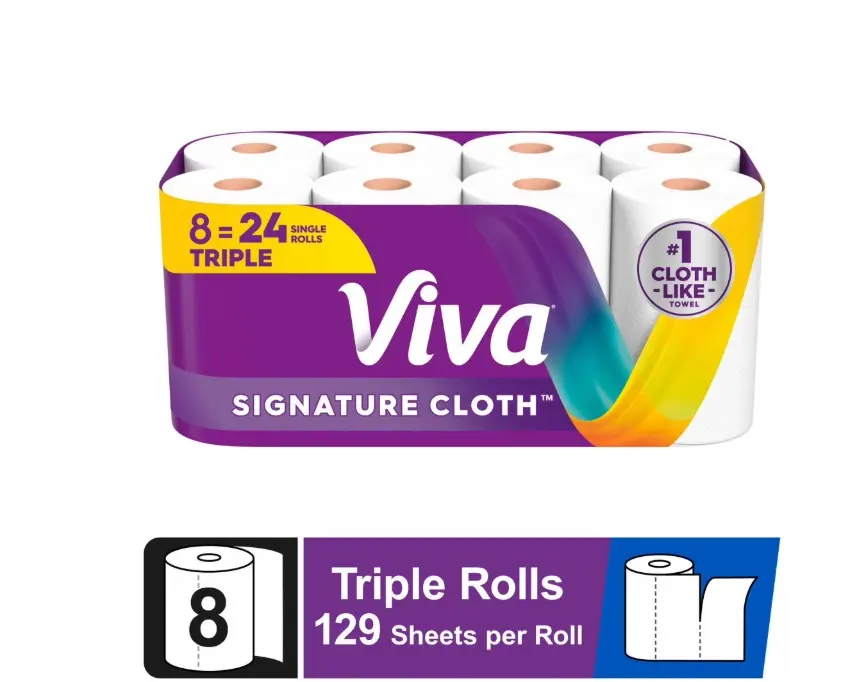 Viva Signature Cloth Paper Towels, 8 Triple Rolls, 129 Sheets per Roll