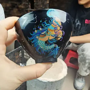 Jianzhan handmade black background hand-painted Capricorn sign