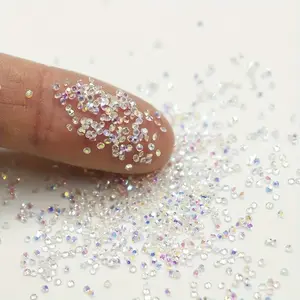 Clear AB Nail Resin Rhinestones-Easy To Apply-Micro Nail Beads Mini Dust Nail Jewels-Tiny Small Gems Stones Iridescent Shine-Charms Accessories for Nail Art-Nail Decoration Rhinestone Glitter