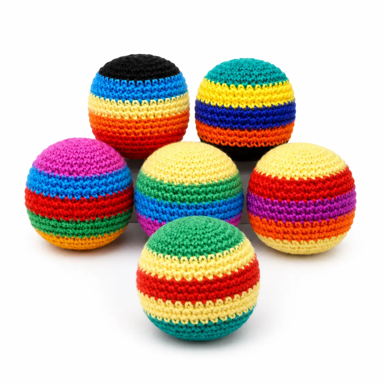 Unisex 3PCS Handmade Crochet Footbag Set - 2-inch Soft Grip Juggling Hacky Sacks, Easy to Carry, Ideal for Teens, Adults, 3 Years and Older Footwork Practice, Camping Outdoor Play