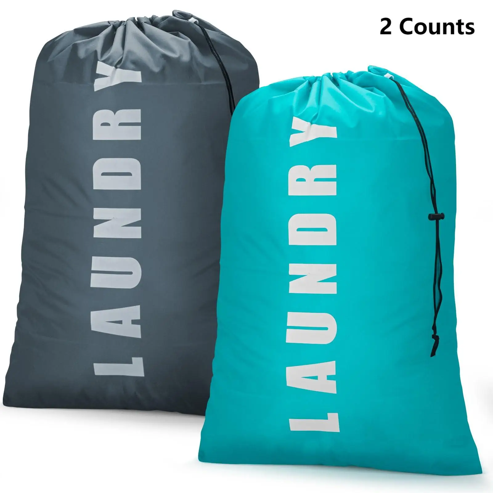Random Color Drawstring Laundry Bag, 2 Counts Large Capacity Travel Organizing Wash Bag, Household Laundry Bag for Home & Outdoor Camping