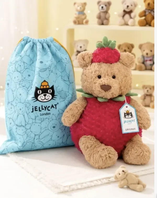 Jellycat Bartholomew Bear Strawberry Plush | In Stock USA | Free Official Jellycat Gift Bag Sold by Snuggle Nesttt