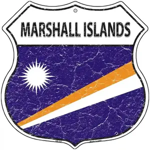 Marshall Islands Flag Highway Shield Metal Sign