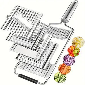 Multi-functional Vegetable Slicer with Cheese Grater Adjustable Stainless Steel Blade Comfort Grip Safety Features Easy to Clean Carrot Grater Cabbage Shredder Cucumber Slicer for Kitchen