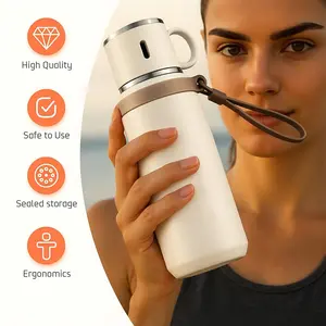 20.29oz Stainless Steel Insulated Water Bottle with Lid & Rope Handle - Large Capacity, Keeps Drinks Hot or Cold for Hours, Perfect for Office or Home Use Drinkware Flasks Bottled Mug  home office school