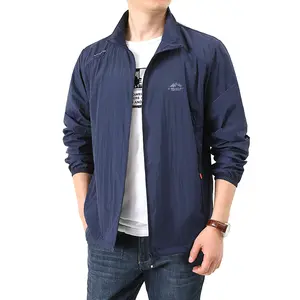 Men’s Long-Sleeve Sun-Protective Outdoor Stand-Collar Jacket - Simple Menswear, Lightweight Breathable Fabric, Zippered Top for Summer Fishing