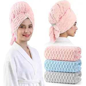 3 Pack Microfiber Hair Towels - Extra Large Hair Towel Wrap for Women, 24x42 inch with Elastic Strap, Super Soft Hair Drying Towels for Long Thick Curly Anti Frizz Turbans