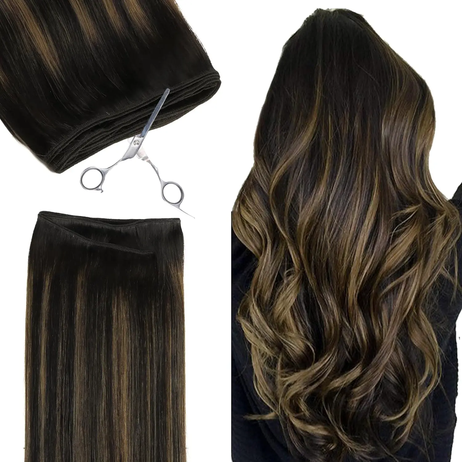 #1B/6/1B Balayage Natural Black to Chestnut Brown