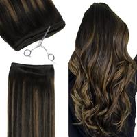 #1B/6/1B Balayage Natural Black to Chestnut Brown