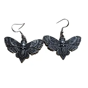 Death Moth Earrings - Gothic Style Fashion Accessory