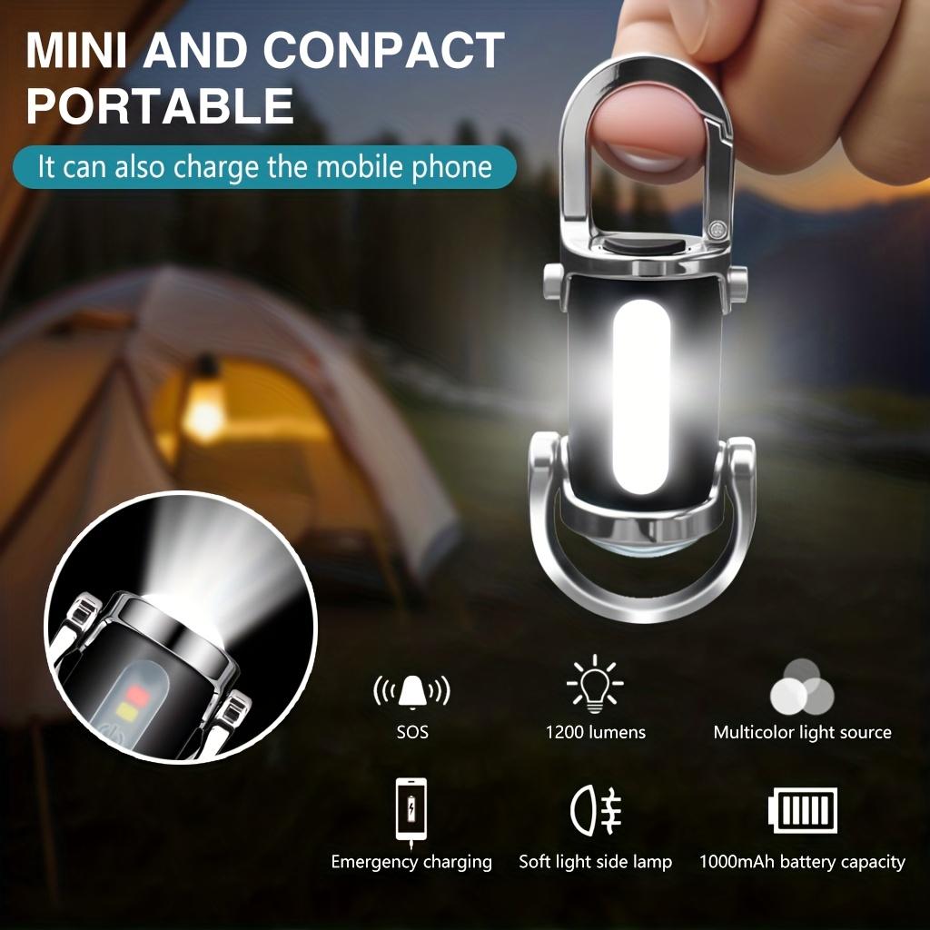 2 PCS Super Bright Mini Keychain Flashlight 3 Lighting Modes Waterproof & Compact Design USB Rechargeable Type-C for Camping Hiking Outdoor Activities tool,gift, Lamp Dimmable Lights