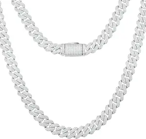 Moissanite Cuban Link Chain 5.3-11.8 Ct Miami Cuban Necklace 18k Gold Plated Sterling Silver 10MM/8MM/6MM Iced Out Moissanite Chain For Men Women