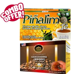Pinalim Tea + Eternal Reishi 4-1 Combo Pack Famous Bundle, Herbal Supplement Beverage, Fruit Flavor, Dietary Supplement, Natural Ingredients GN+VIDA