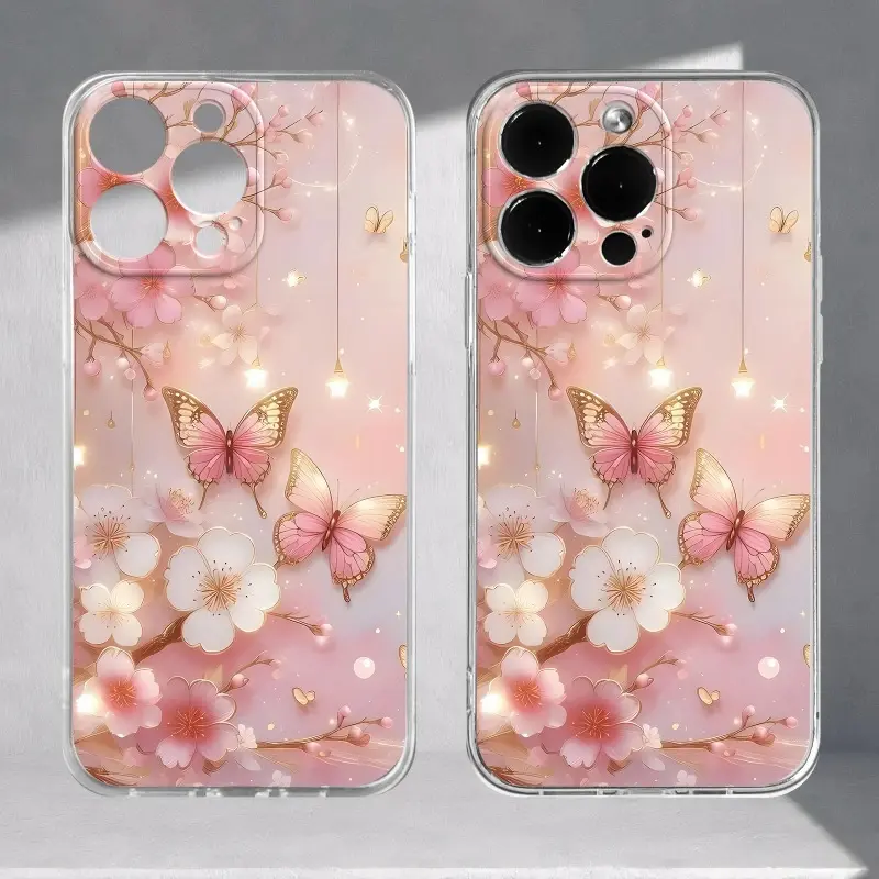 Butterfly Detail Waterproof TPU Angel Eye Glow Lens Full Package - Handheld Cellphone Accessories Kit with Protector, Casing, Cover for iPhone 16/15/14/13 Series & iPhone 16 Head Case
