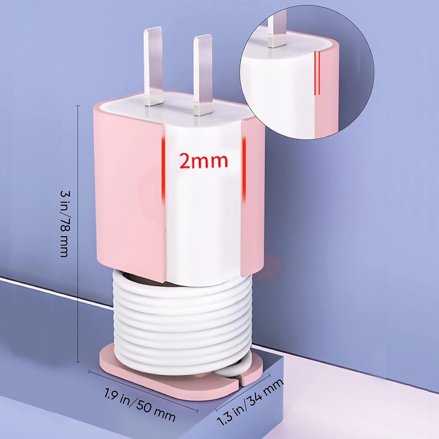 2 in 1 Silicone Charger Protector with Cord Wrap, iPhone Silicone Power Adapter Case, Snapback Charger Winder, Compatible with 18W/20W(Charger Not Included)