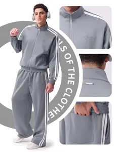 Men's Track Jacket (Only) Full Zip Casual Athletic Stand Collar Striped Streetwear with Zipper Pocket