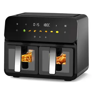 10QT Dual Air Fryer, Double Basket Air Fryer with 2×5QT Baskets,  Digital Touchscreen Control, Easy-View Window, SyncCook Function, Cook 2 Dishes at Once for Family of 4-6, 1700W