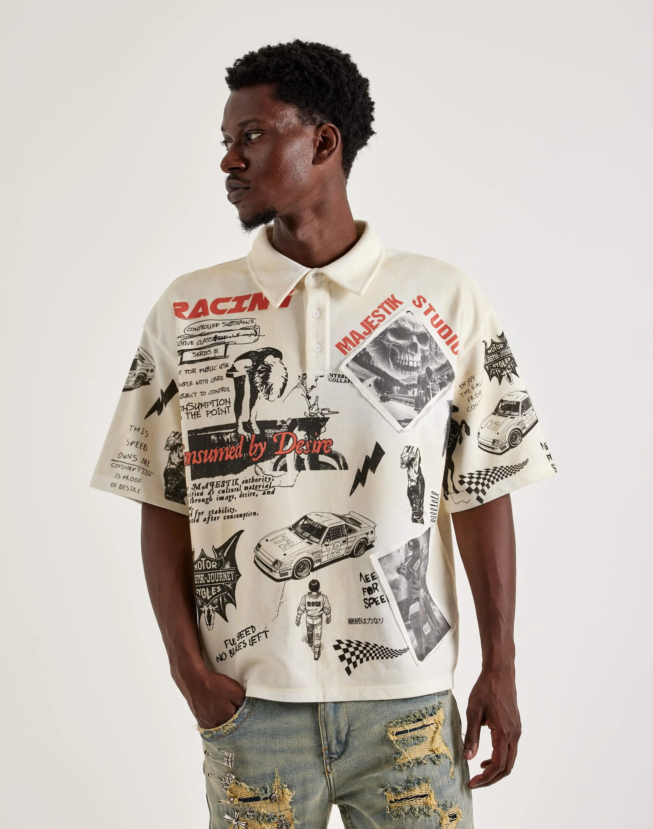 Mens Majestik Fearless Polo Shirt