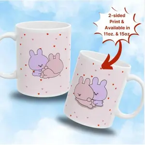 Asamimi Chan and Babumimi Couples Mug Cute Couples Valentines Day Mug Kawaii Asamimichan Merch Cute Chibi Rabbit Kawaii Couples Gift Cups