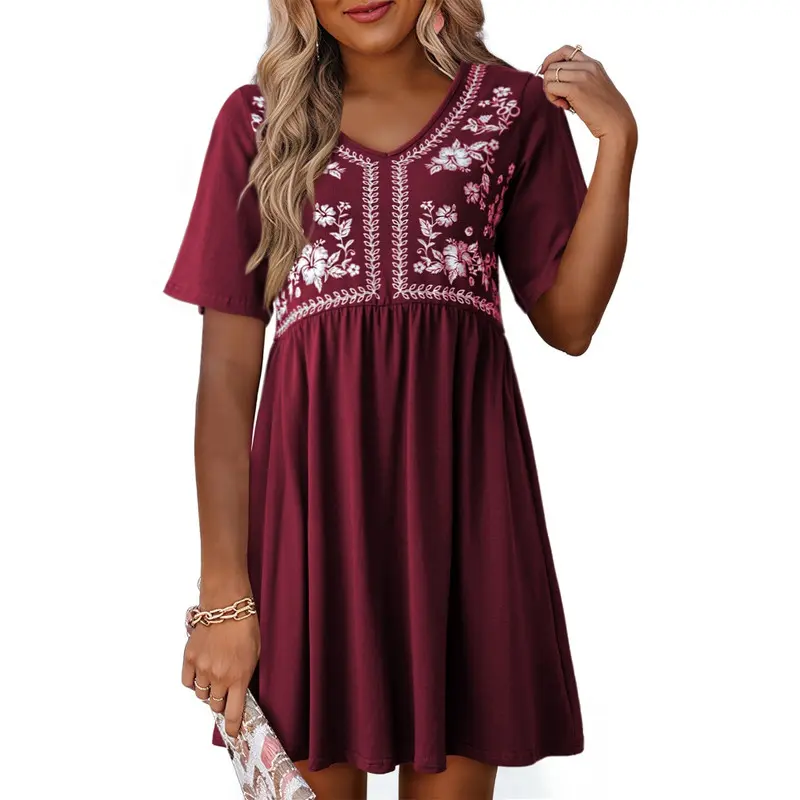 Dokotoo Womens Dresses Summer Casual V Neck Boho Floral Short Sleeve Babydoll Mini Dress A Line Beach Vacation Clothes Dokotoo Womens Dresses Summer Casual V Neck Boho Floral Short Sleeve Babydoll Mini Dress A Line Beach Vacation Clothes