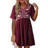 Dokotoo Womens Dresses Summer Casual V Neck Boho Floral Short Sleeve Babydoll Mini Dress A Line Beach Vacation Clothes