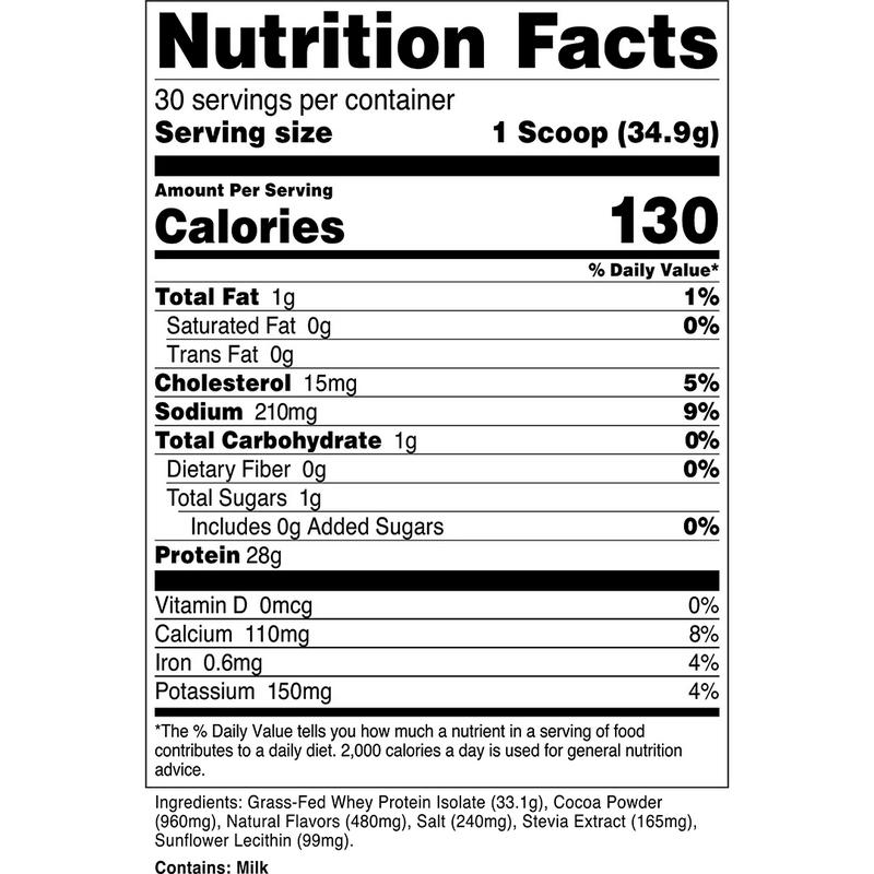 Transparent Labs Grass-Fed Whey Protein Isolate — 28g Protein, Clean Ingredients (30 Servings)