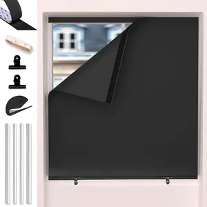 Portable Blackout Window Cover Roller Blind Screen for Windows No Drill Fabric Blinds for Indoor Windows Pull Down Stick  Temporary Room Darkening Shades for  Bedroom Travel 57" x 39"