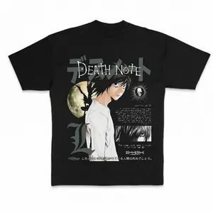 Kira Anime T-Shirt, Death Note Light Yagami Graphic Tee, Manga Fan Shirt Sports T-shirt Sports T-shirt, regular fit, casual and stylish T-shirt, suitable for everyday wear, a men's top suitable for all seasons.