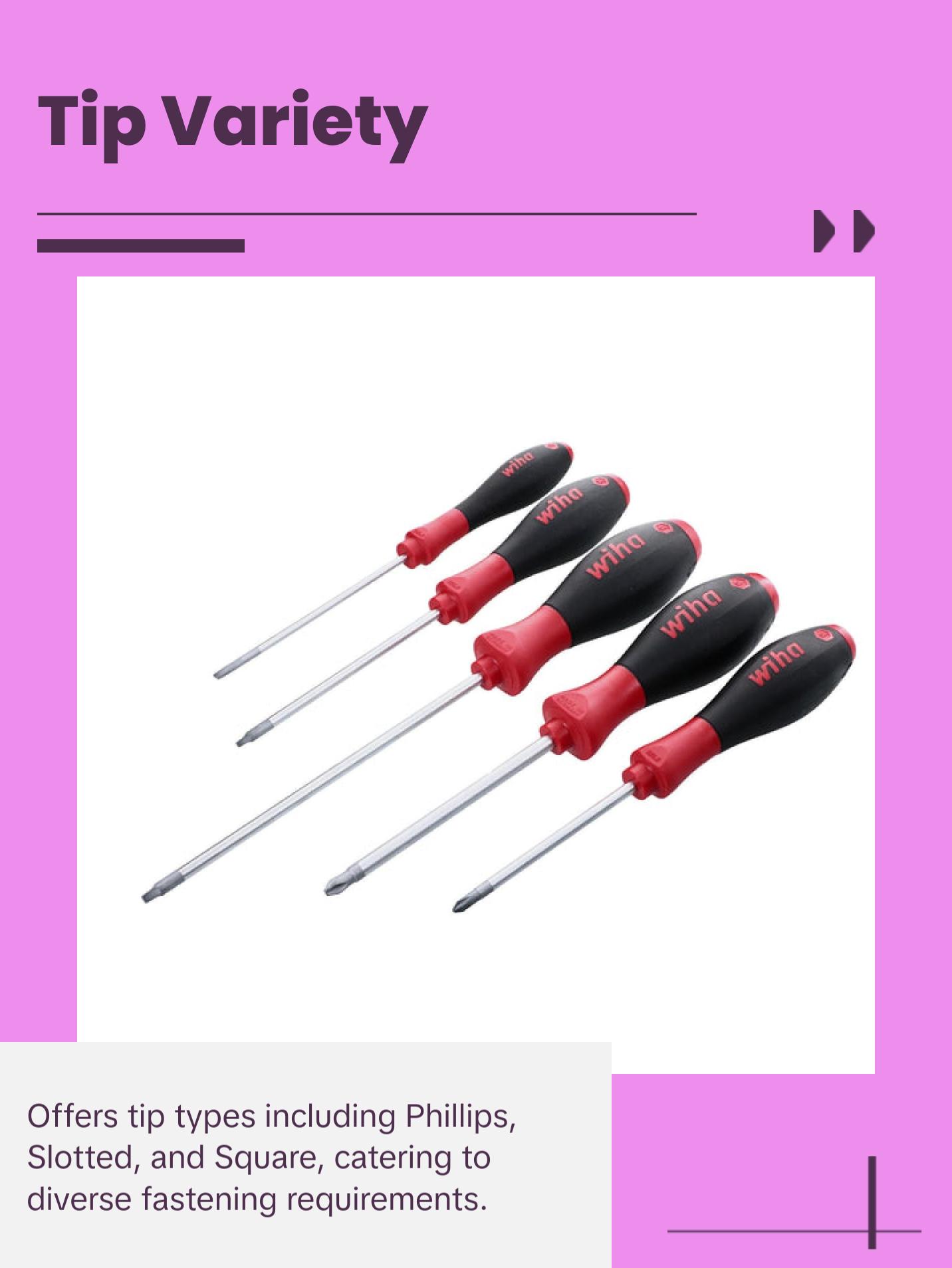 Wiha Tools 30286 5 Piece SoftFinish Slotted and Phillips and Square Screwdriver Set