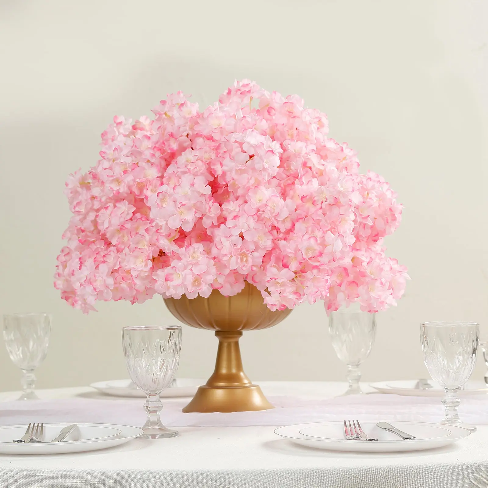 20 In Pre-Arranged Blush Pink Artificial Cherry Blossom Wedding Centerpiece - Floral Decor, Decorative Arrangement Artificial Flowers for Anniversary, Birthday, Event & Table Décor, Engagement