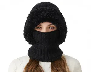 3 in 1 Beanie Hat for Women, 3in One Hat and Scarf Mask Set Windproof & Warm  Knitted Winter Outdoors Ski