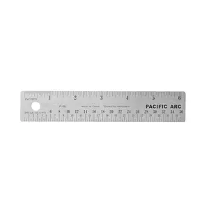 Pacific Arc, Stainless Steel Ruler with Inch (32nd & 64th) and Pica, Non Skid Cork or Rubber Back