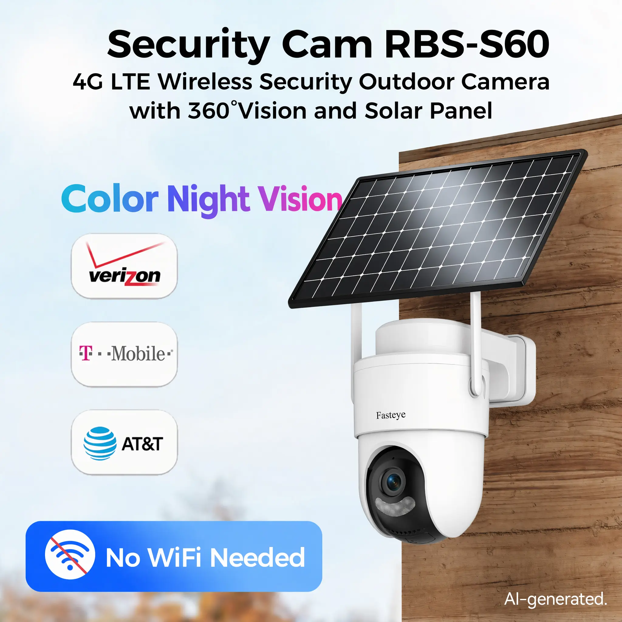 [SummWins] 4G LTE Wireless Solar Powered Security Camera - HD Live View, 360° Coverage, No WiFi, Remote APP Control, Waterproof, Motion Activated, Night Vision, Outdoor (Unlimited 4G Data Requires Refill) Cctv