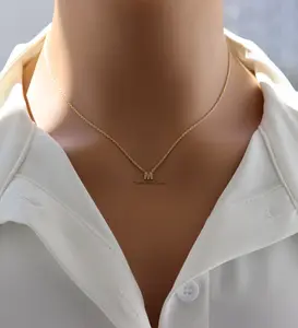 18K Gold Plated Dainty Mini Rhinestone Initial "M" Pendant Necklace – Sparkly Personalized Jewelry Gift for Everyday Wear