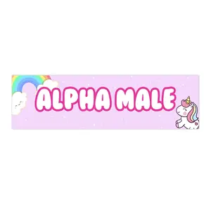 Alpha Male | Bumper Sticker AND Magnet | Funny Meme Sticker | 8.7'' X 2.7'' | Waterproof Premium Quality