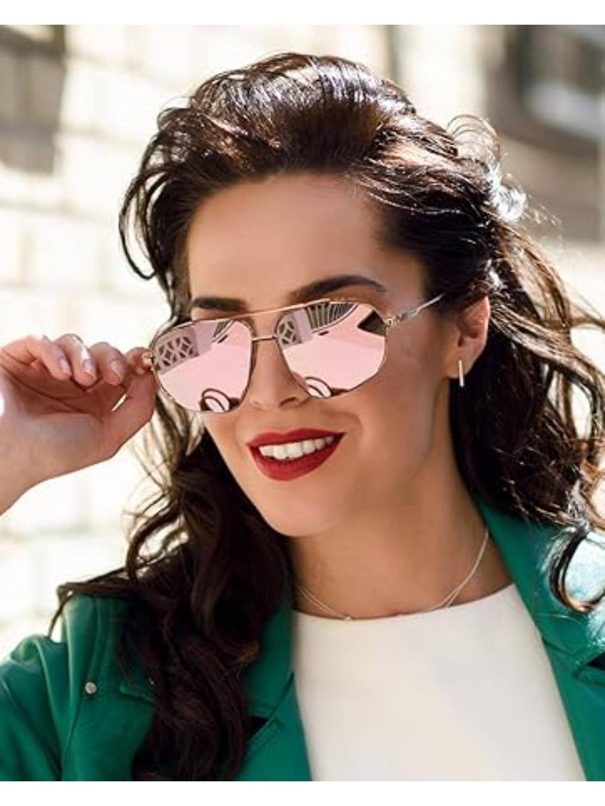 FEISEDY Retro Trendy Aviator Sunglasses Women Men 90s Small Vintage Glasses Stylish Gold Metal Oval Sunglasses Combo pack  B2906