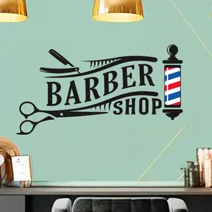 1 Set, 1Pc BARBER SHOP hair salon wall stickers, vintage hair salon wall decoration stickers, self-adhesive detachable PVC material, suitable for room decoration, wall wallpaper, bedroom decoration, wall decoration, home decoration