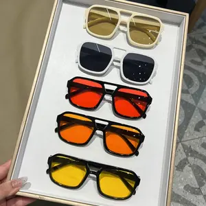 5PCS Vintage Trendy Unisex Oversized Pilot & Square Sunglasses with Black UV400 Protection Lenses for Sports, Outdoor Use, Vintage Trendy Sunglasses