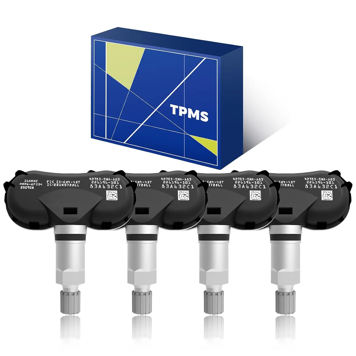 TPMS(Tire Pressure Monitoring Sensor) 315Mhz Pre-Programmed Fit Honda 4pcs | TPMS Compatible with Honda Civic 2005-2014|Odyssey 2011-2017|Fit 2009-2014/OE#42753SNAA83