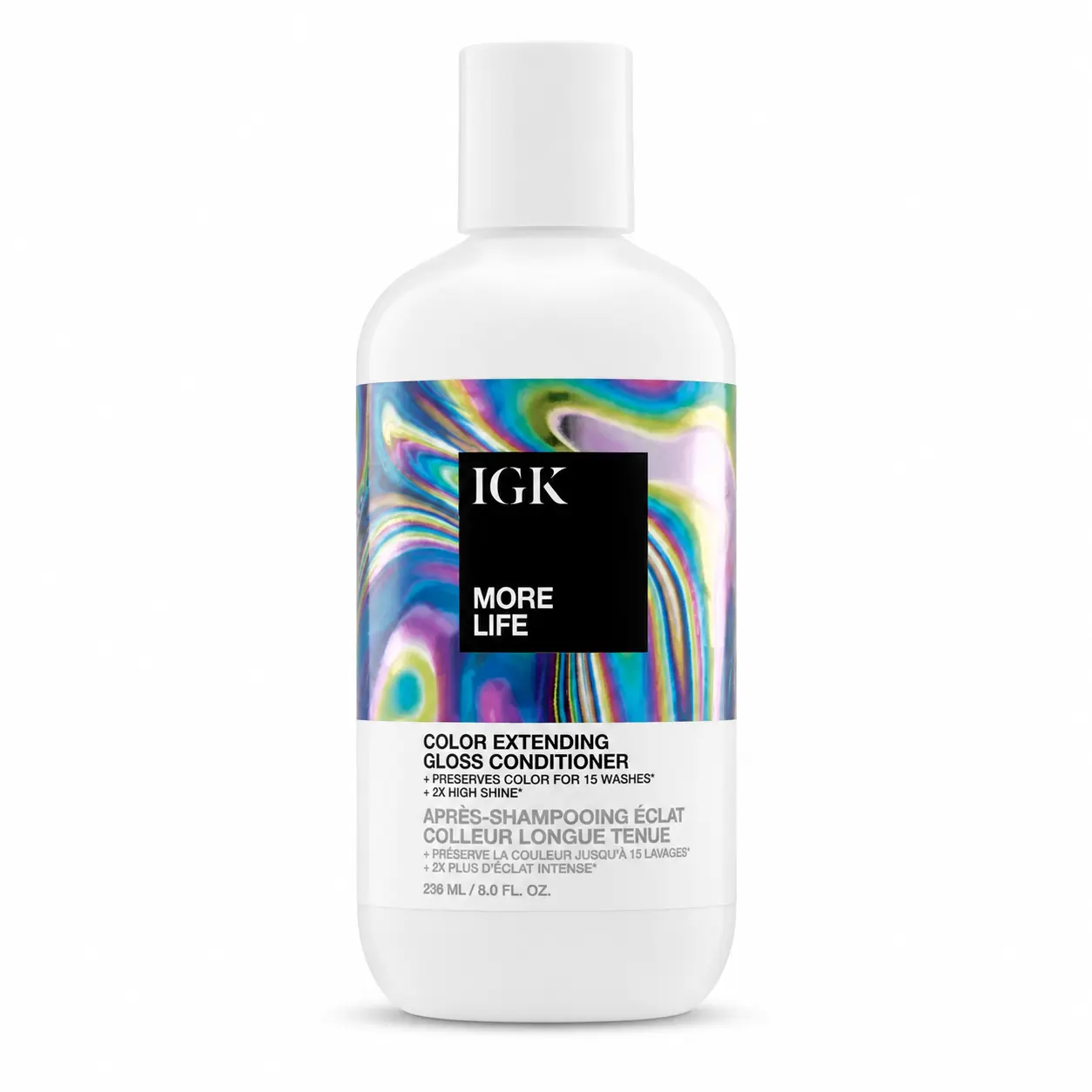 IGK Hair More Life Color Extending Gloss Conditioner 8 oz Color-Treated Hair Shine Enhancing